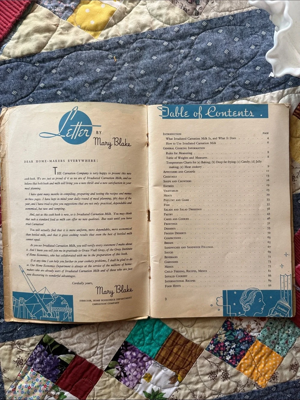 Vintage 1938 Carnation Cook Book Mary Blake 3rd Edition Illustrated Recipes